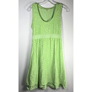 Athleta Women Medium Vyasa Tank Dress Layered Yoga Burnout Midi Sleeveless Green